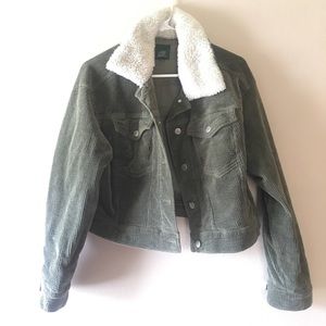EUC olive green corduroy cropped jacket